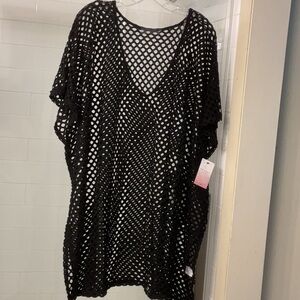Kiwi + Punch Black Mesh Swim Coverup